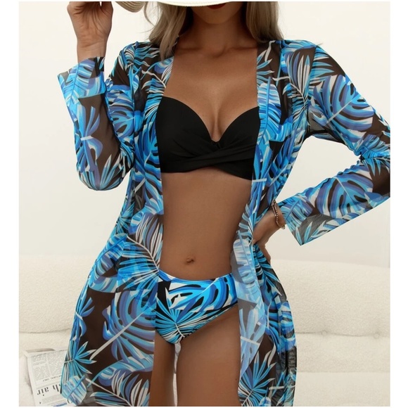 Boho Floral Print Bikini Cover up Set Beach Swim - Picture 10 of 13